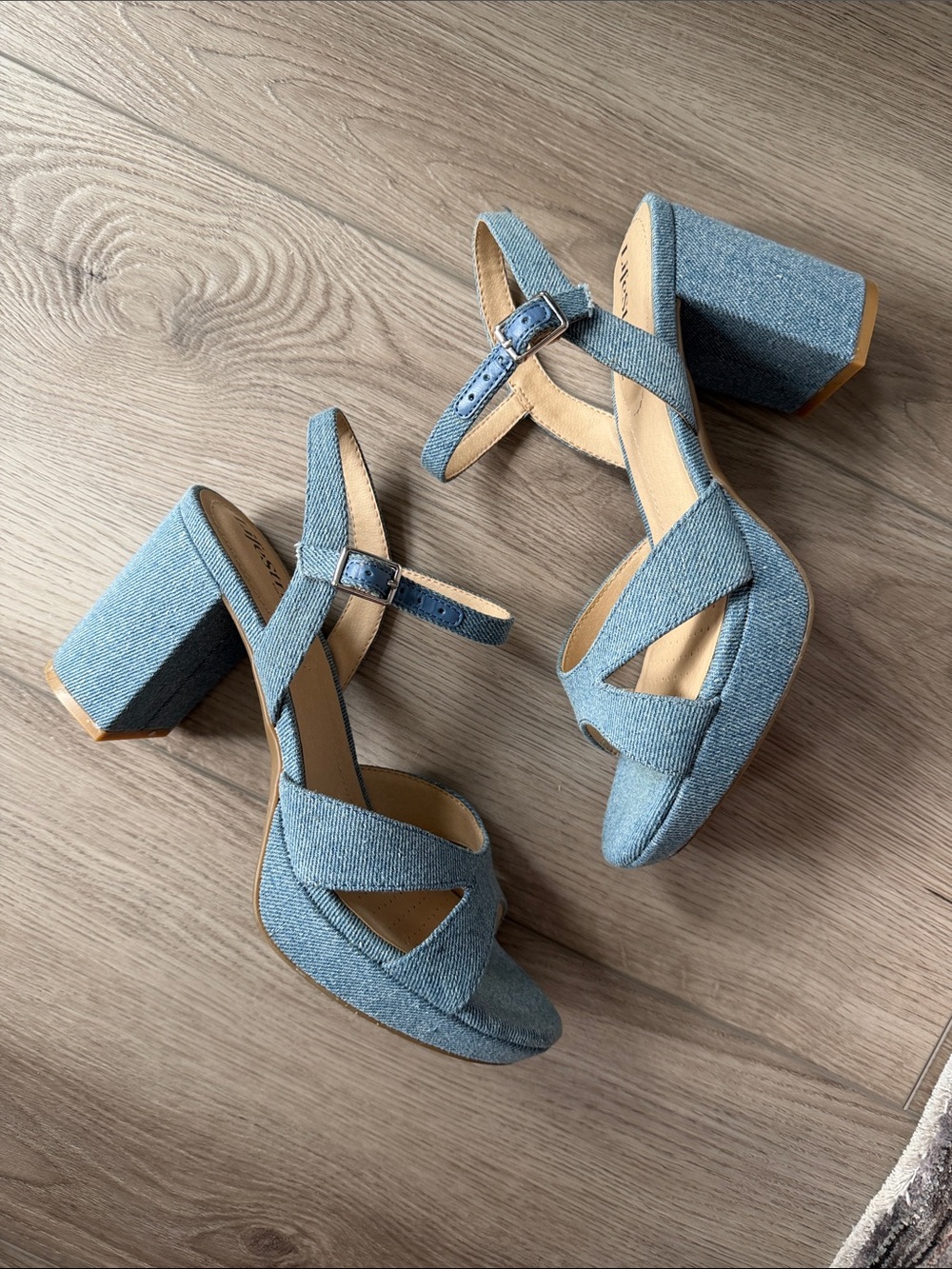 Denim heeled sandals